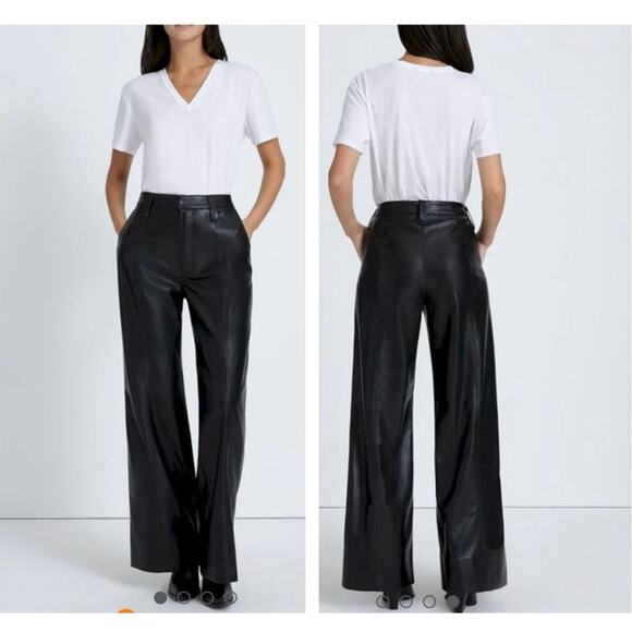 7 FOR ALL MANKIND FAUX LEATHER EASY TROUSER IN BLACK NWT SIZE 31 - Picture 1 of 10